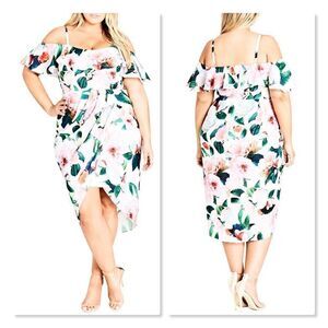 City Chic 'Love Me Do' Floral Cold Shoulder Dress - size 16